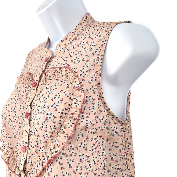 Modcloth Sweet and Smart sleeveless floral heart blouse blush pink Size XS - Picture 4 of 13